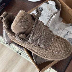 UGG Brown Sneakers with Fur Trim